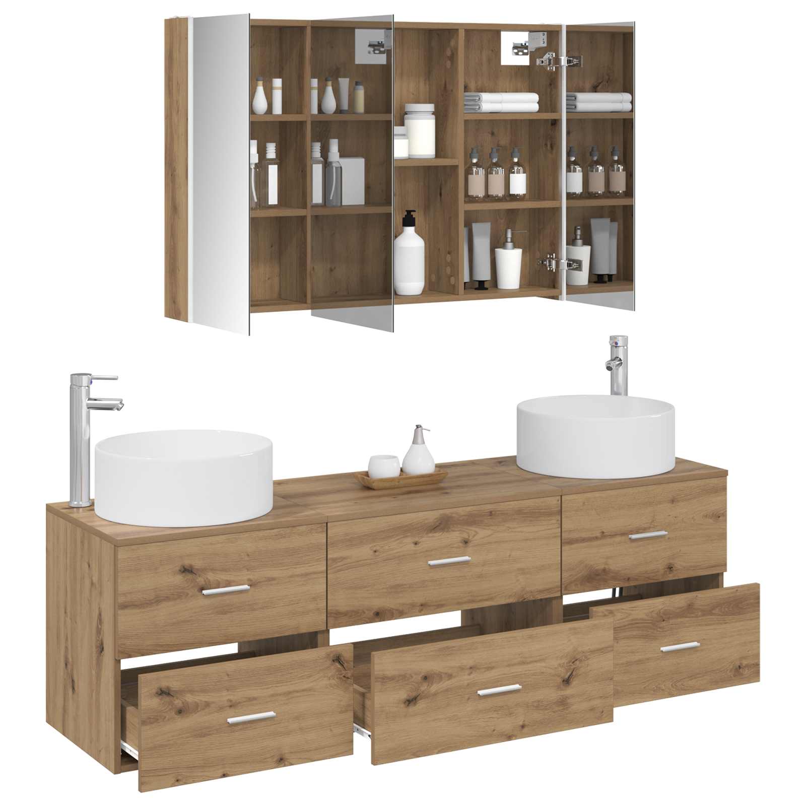 vidaXL Zestaw mebli łazienkowych 4 pcs Dąb artisan