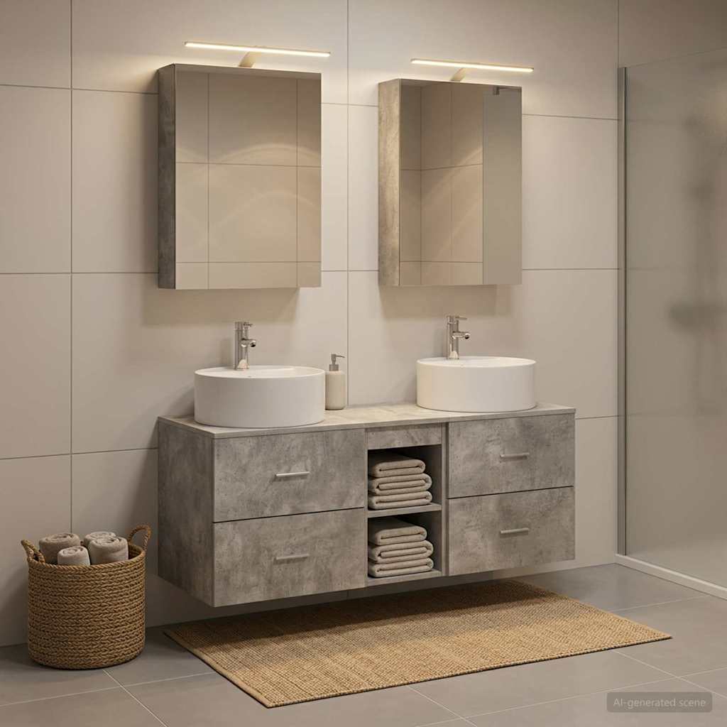 vidaXL Zestaw mebli łazienkowych 5 pcs Betonowy szary