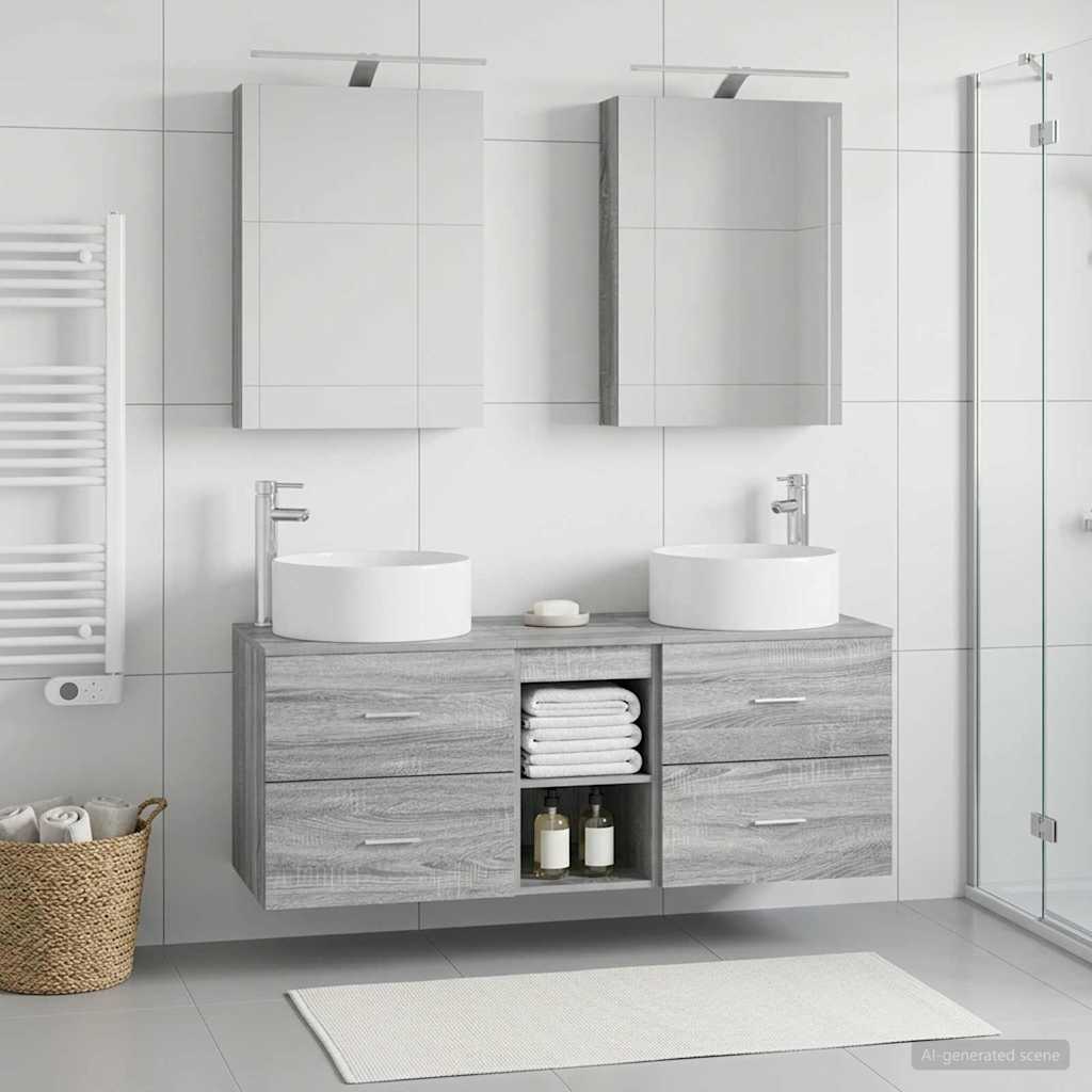 vidaXL Zestaw mebli łazienkowych 5 pcs Szary Sonoma