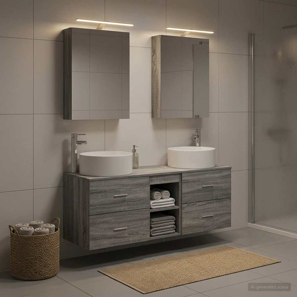 vidaXL Zestaw mebli łazienkowych 5 pcs Szary Sonoma