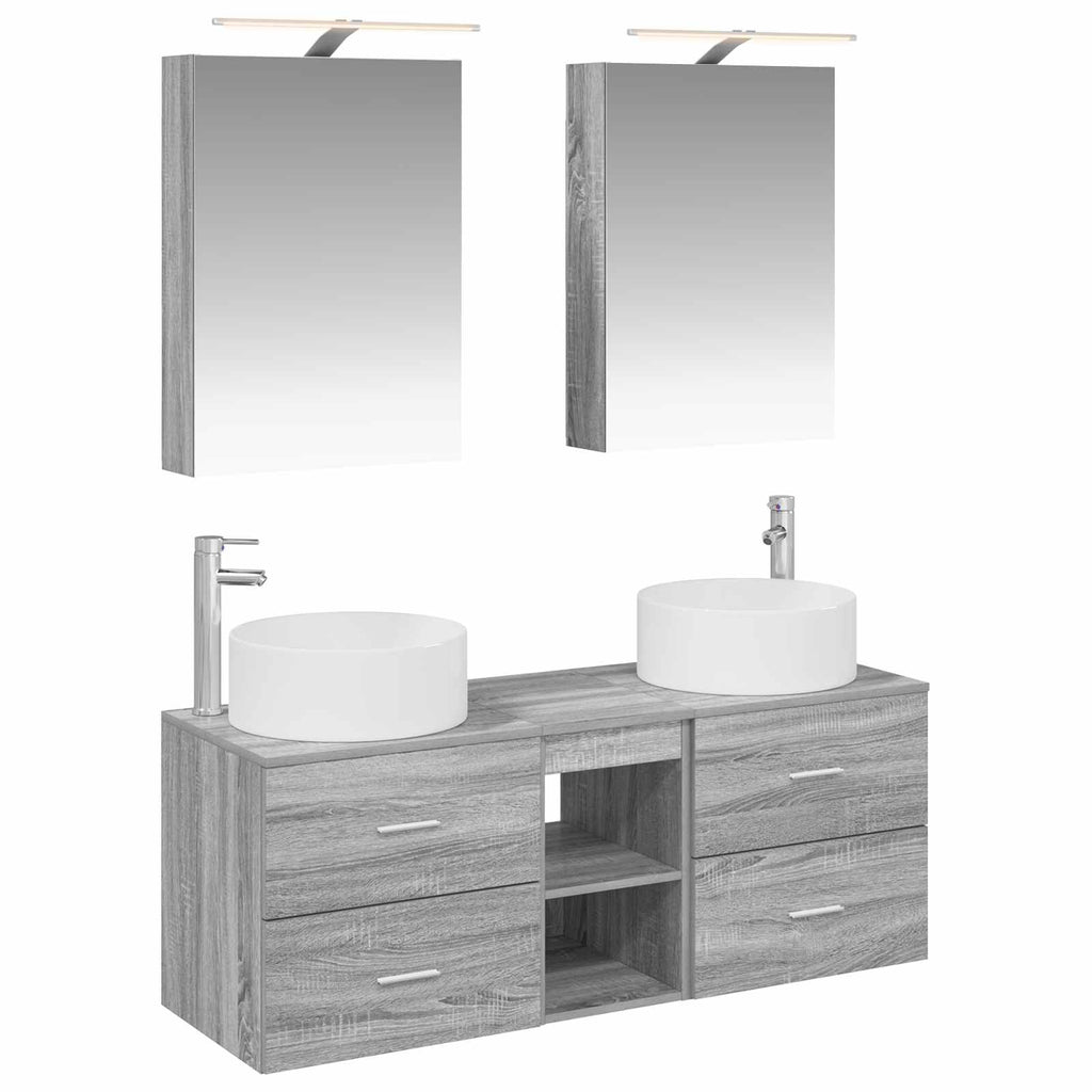 vidaXL Zestaw mebli łazienkowych 5 pcs Szary Sonoma