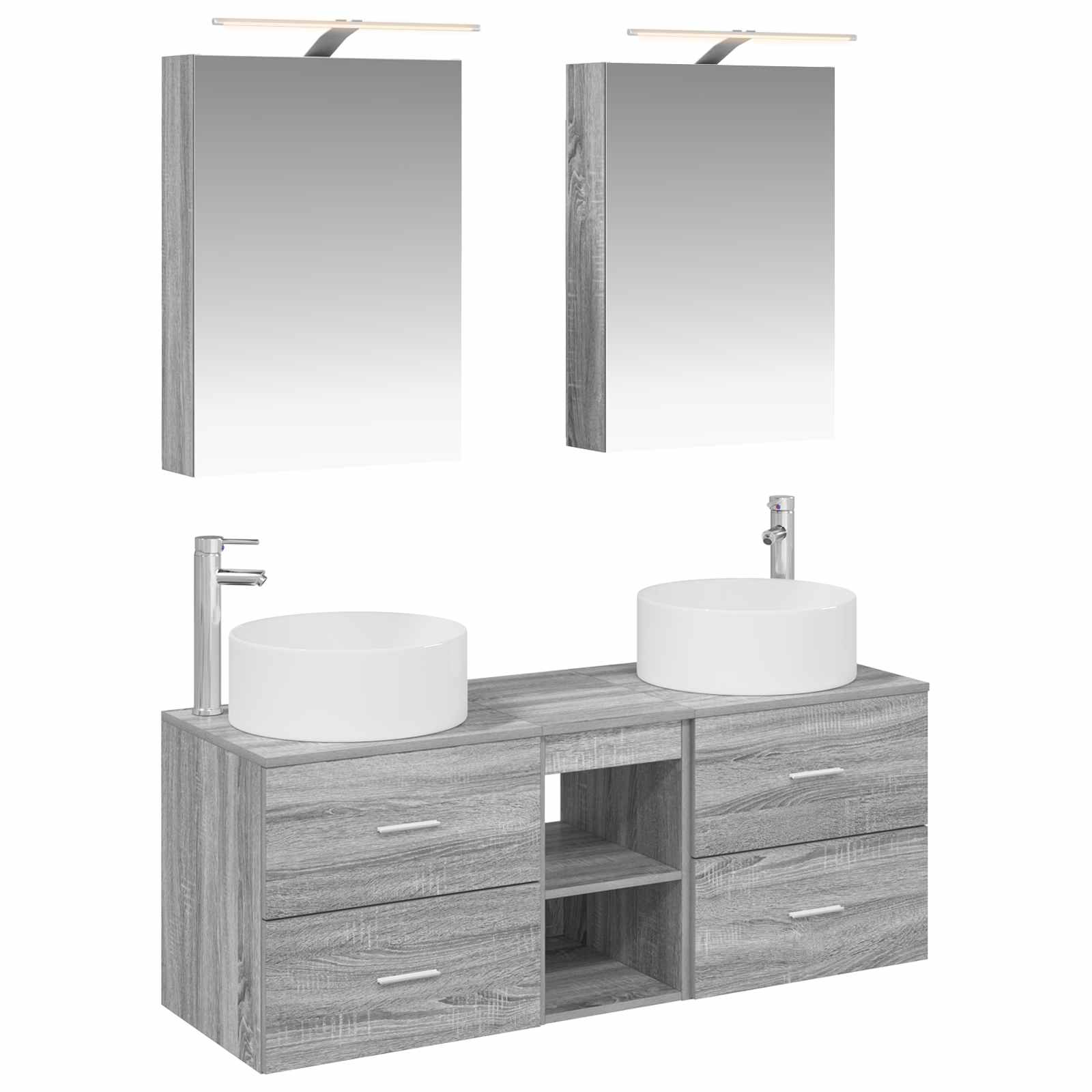 vidaXL Zestaw mebli łazienkowych 5 pcs Szary Sonoma