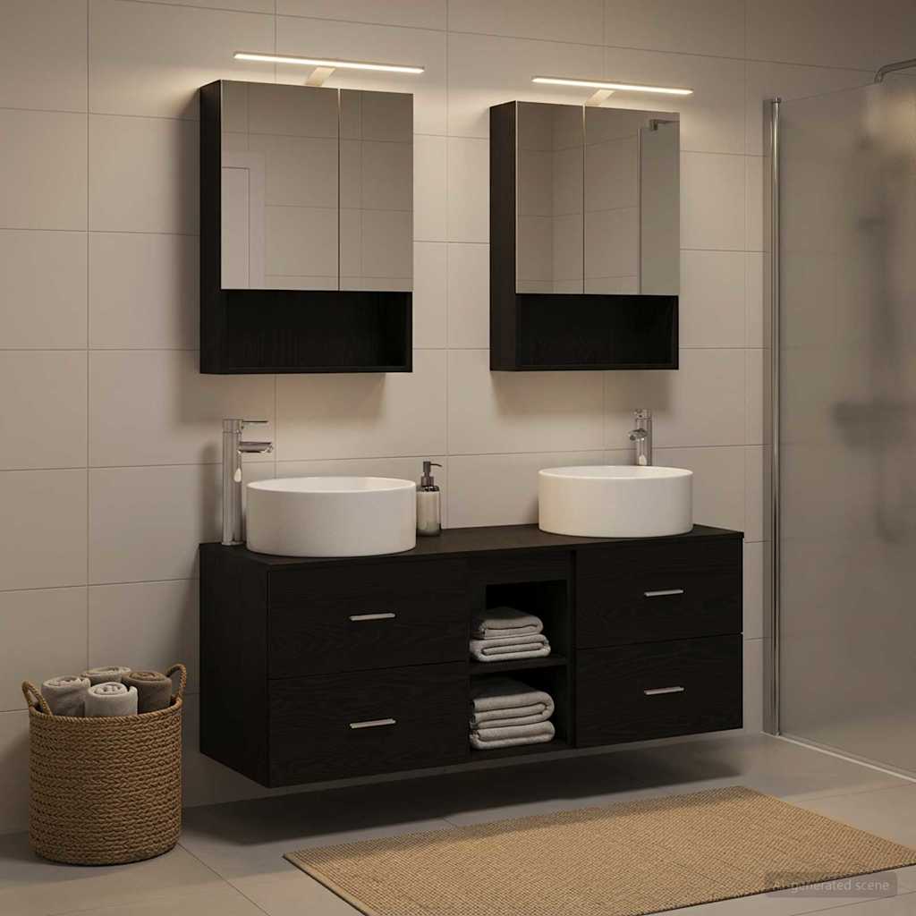 vidaXL Zestaw mebli łazienkowych 5 pcs Czarny dąb