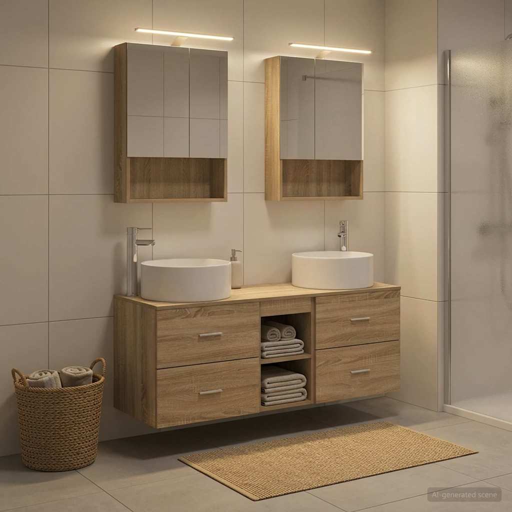 vidaXL Zestaw mebli łazienkowych 5 pcs dąb Sonoma