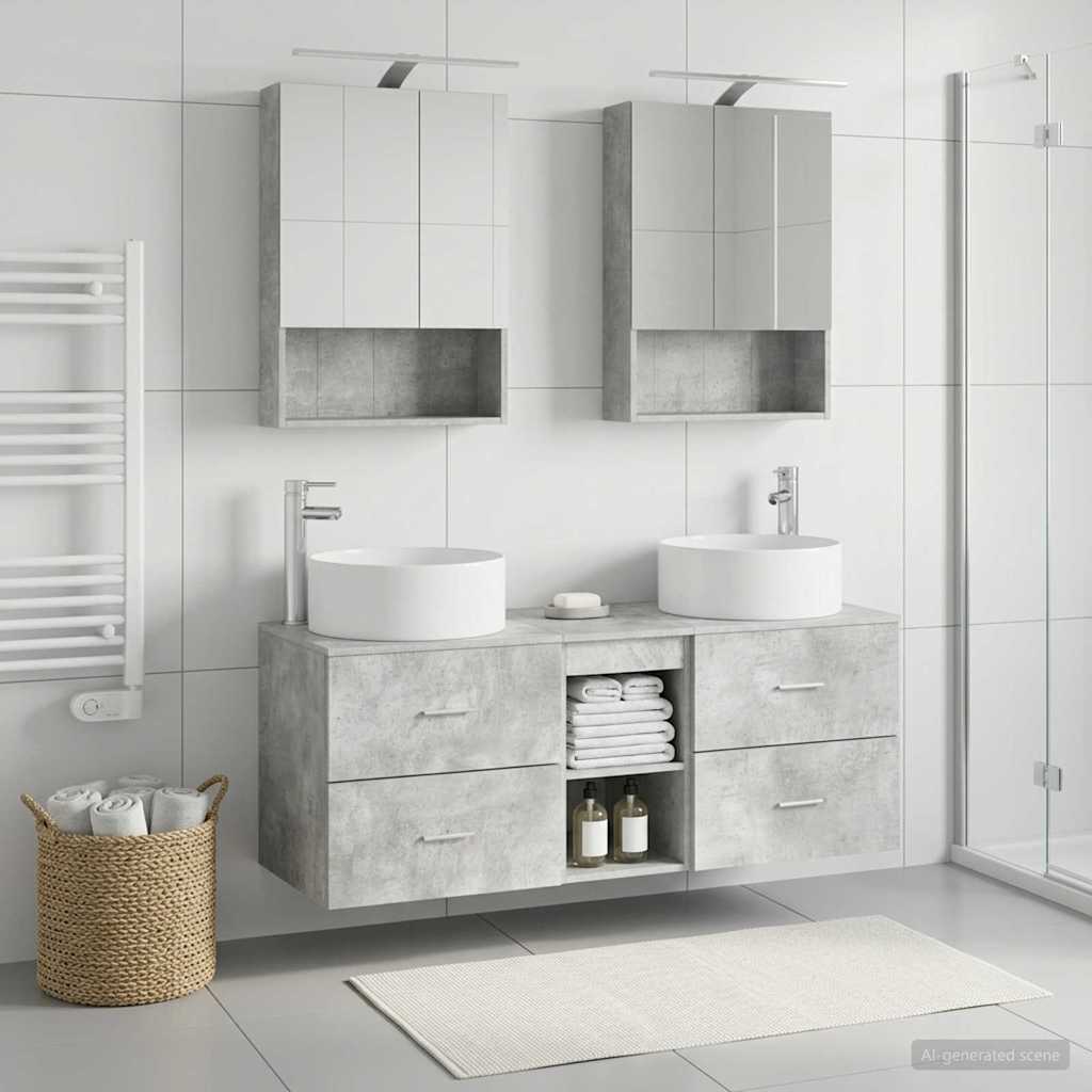 vidaXL Zestaw mebli łazienkowych 5 pcs Betonowy szary