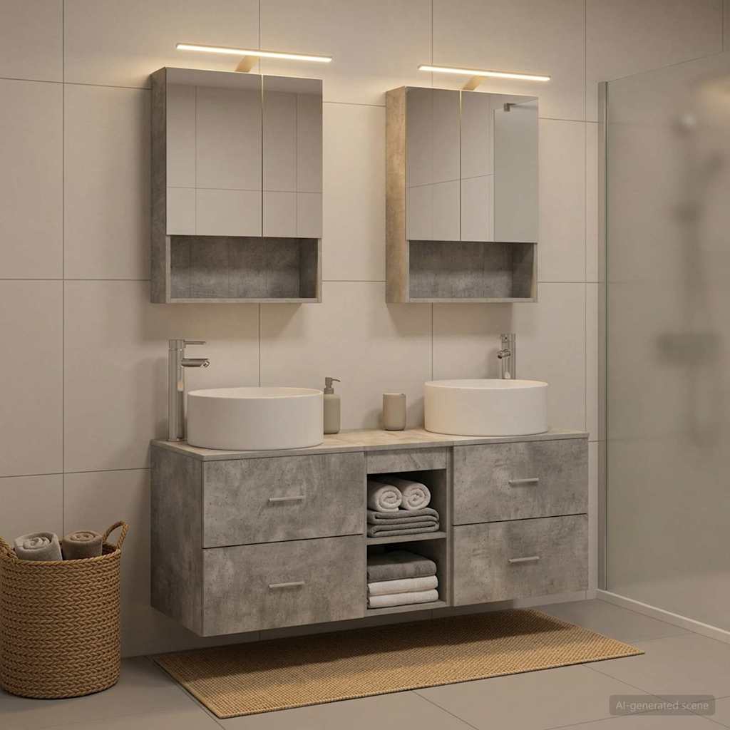 vidaXL Zestaw mebli łazienkowych 5 pcs Betonowy szary