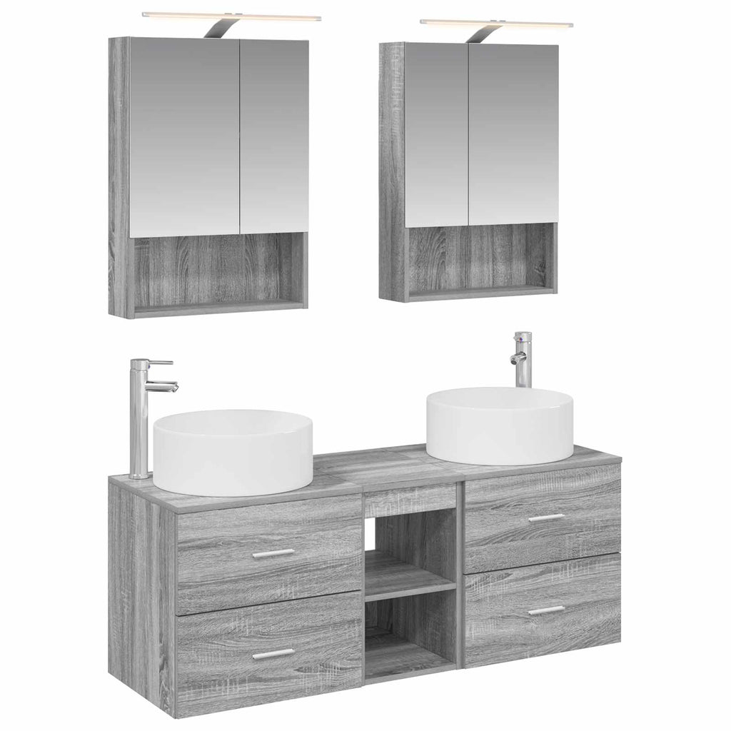 vidaXL Zestaw mebli łazienkowych 5 pcs Szary Sonoma