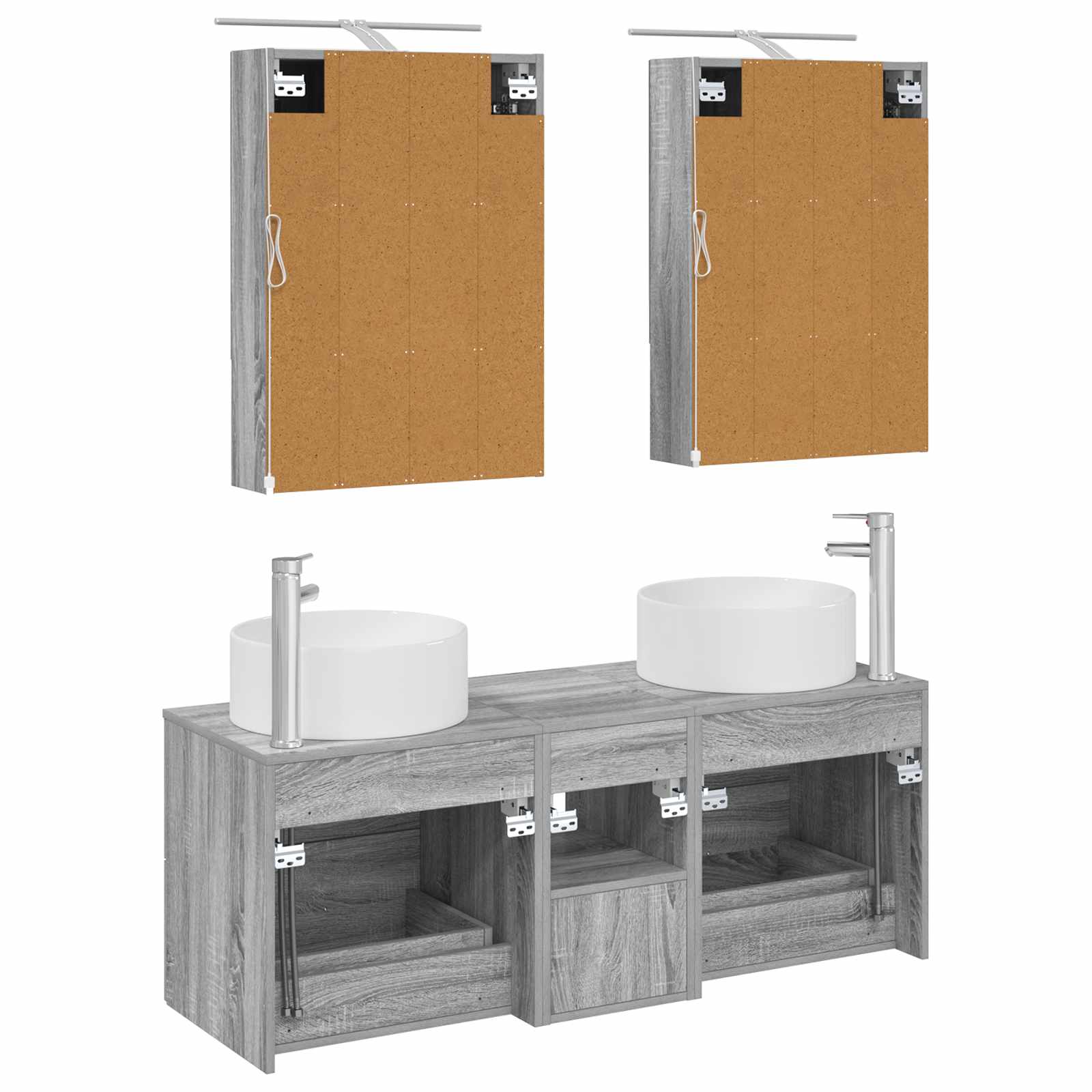 vidaXL Zestaw mebli łazienkowych 5 pcs Szary Sonoma