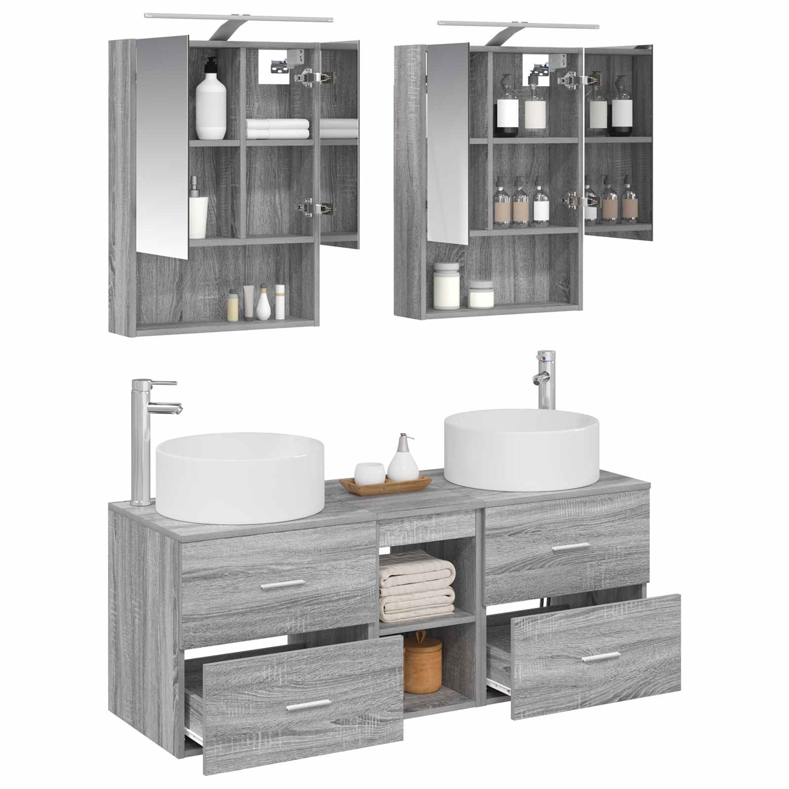 vidaXL Zestaw mebli łazienkowych 5 pcs Szary Sonoma