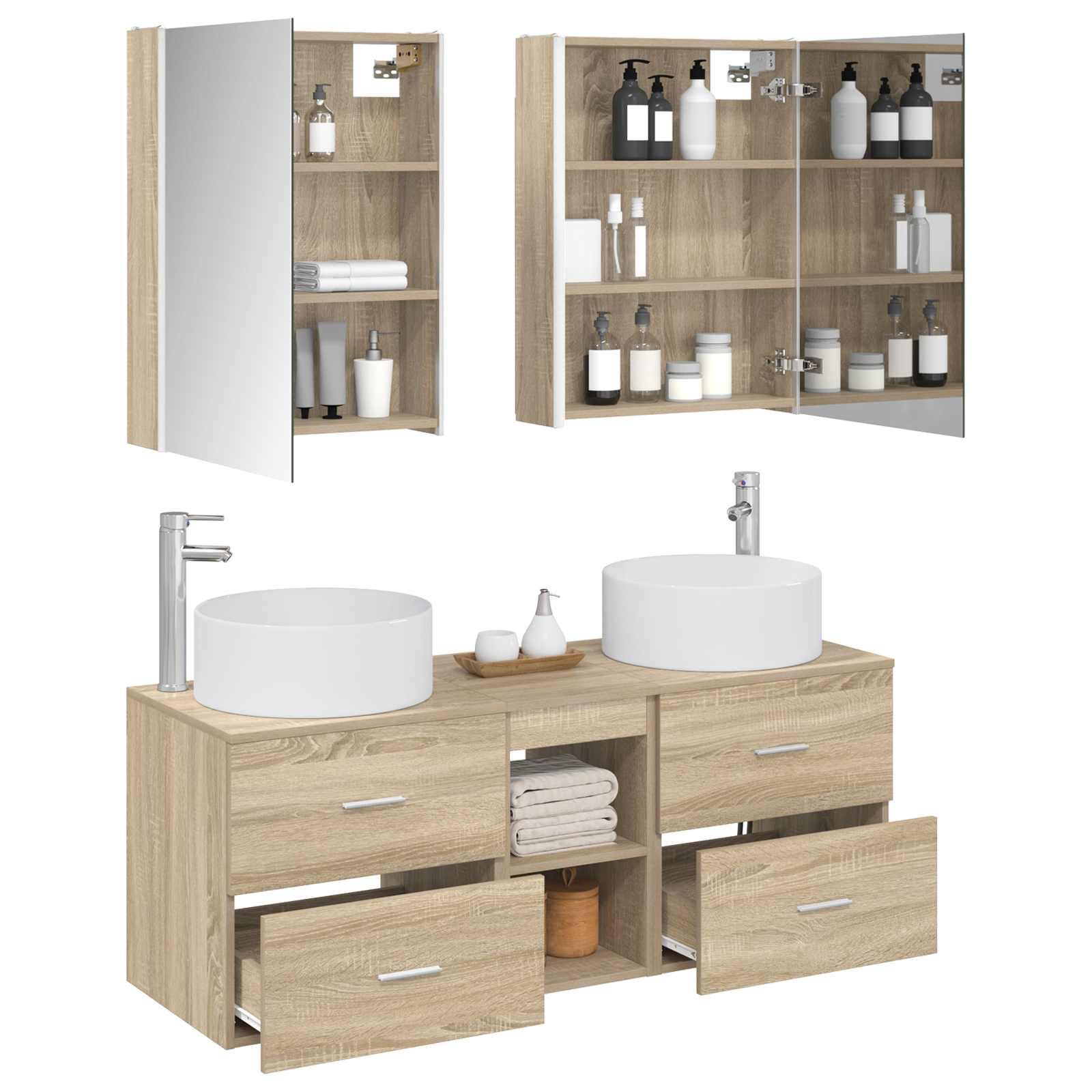 vidaXL Zestaw mebli łazienkowych 5 pcs dąb Sonoma