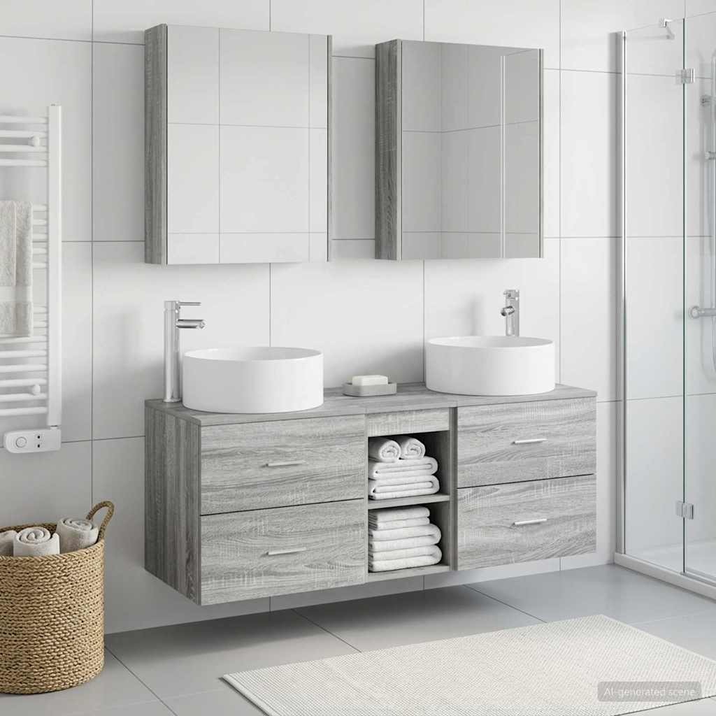 vidaXL Zestaw mebli łazienkowych 5 pcs Szary Sonoma