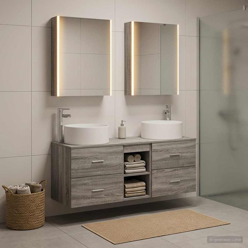 vidaXL Zestaw mebli łazienkowych 5 pcs Szary Sonoma