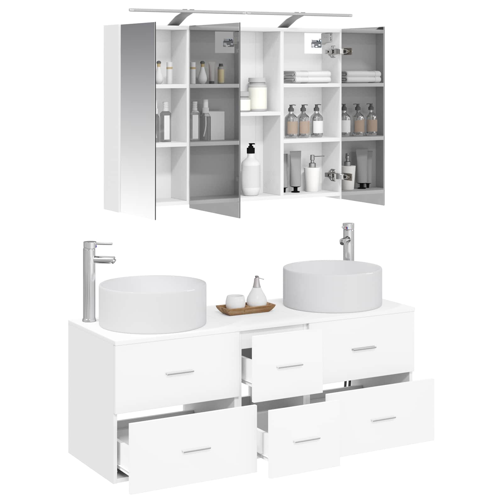 vidaXL Zestaw mebli łazienkowych 4 pcs Biały