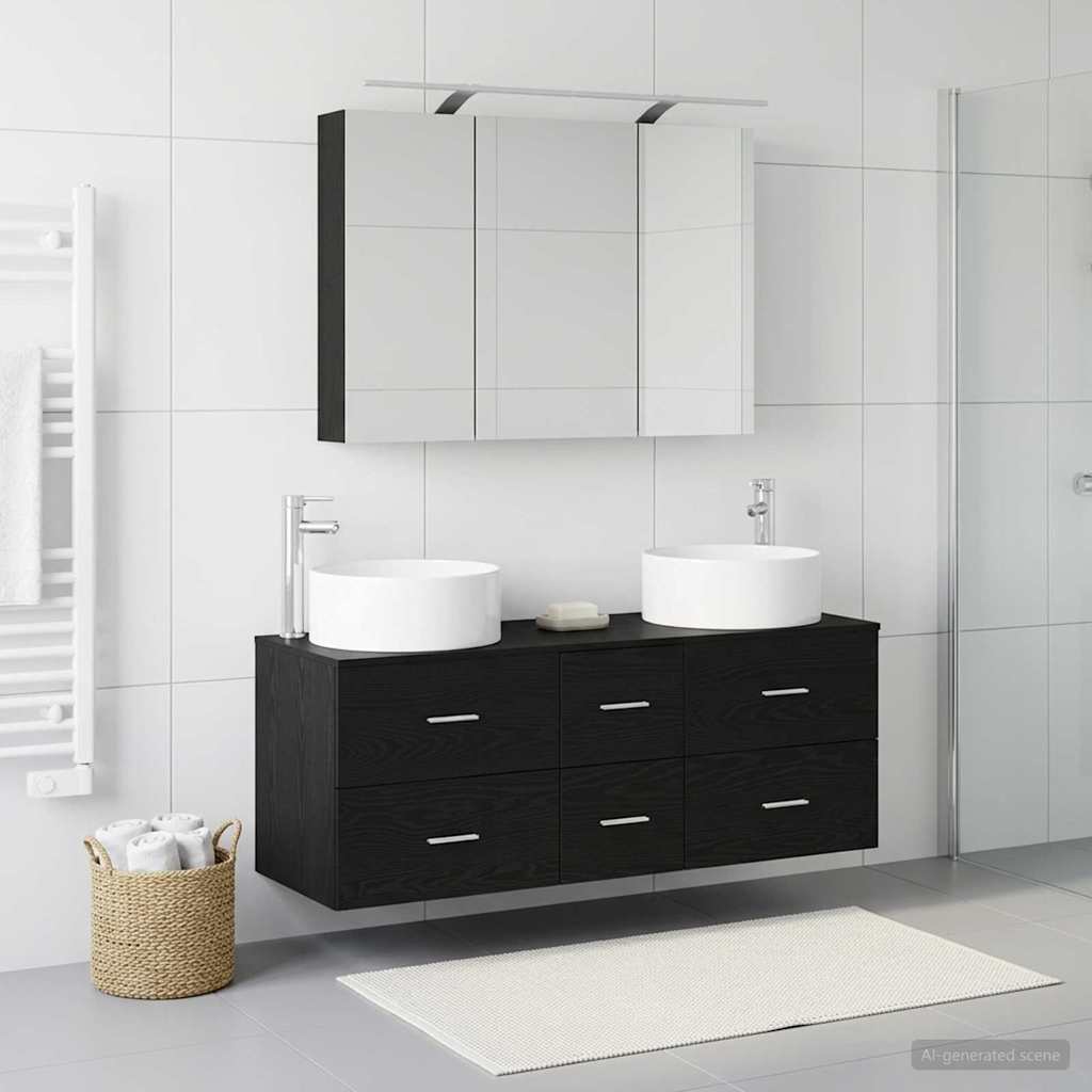 vidaXL Zestaw mebli łazienkowych 4 pcs Czarny dąb