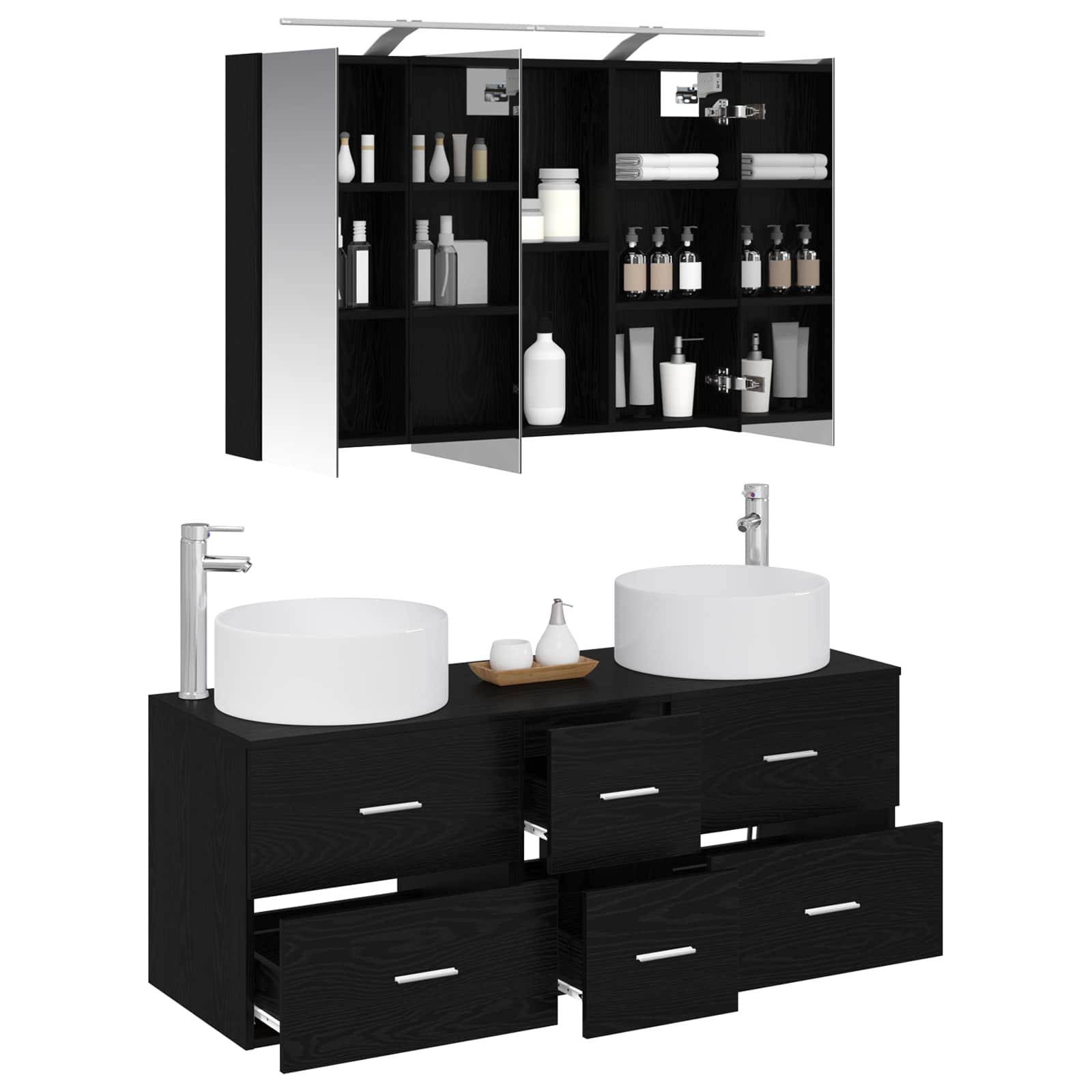 vidaXL Zestaw mebli łazienkowych 4 pcs Czarny dąb
