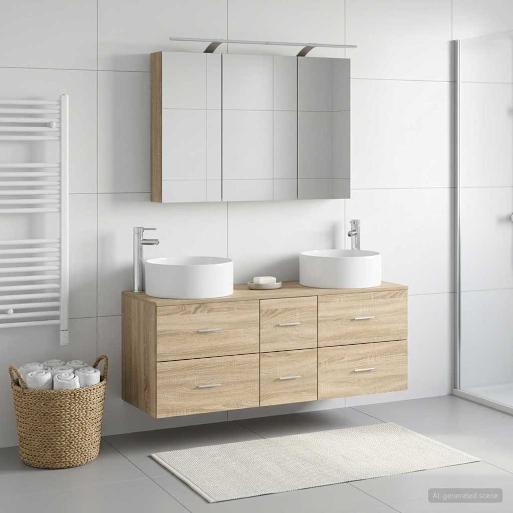 vidaXL Zestaw mebli łazienkowych 4 pcs dąb Sonoma