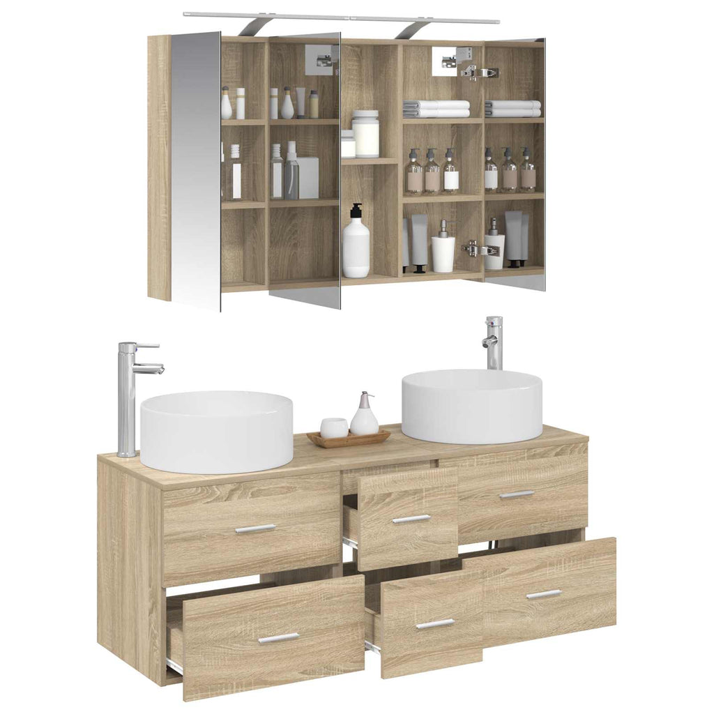 vidaXL Zestaw mebli łazienkowych 4 pcs dąb Sonoma