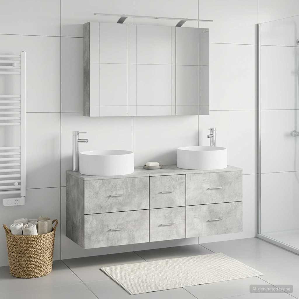 vidaXL Zestaw mebli łazienkowych 4 pcs Betonowy szary