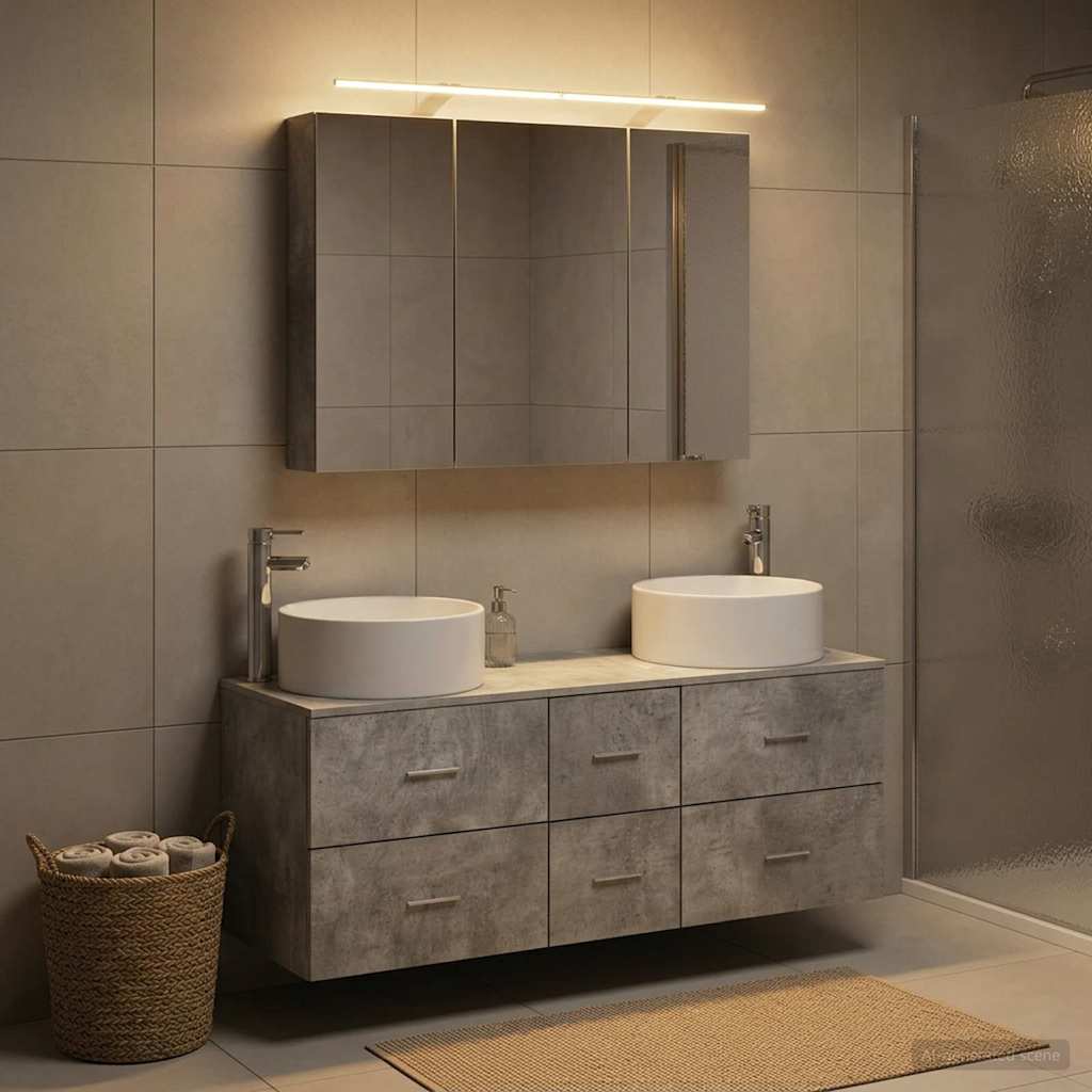 vidaXL Zestaw mebli łazienkowych 4 pcs Betonowy szary