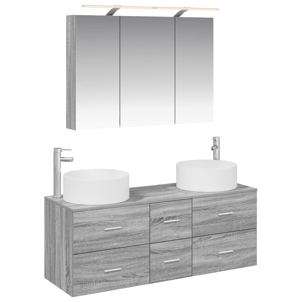 vidaXL Zestaw mebli łazienkowych 4 pcs Szary Sonoma