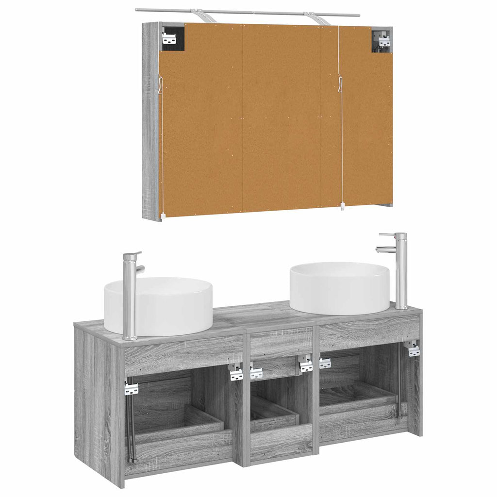 vidaXL Zestaw mebli łazienkowych 4 pcs Szary Sonoma