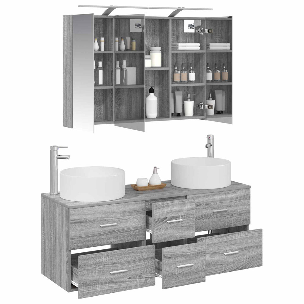 vidaXL Zestaw mebli łazienkowych 4 pcs Szary Sonoma