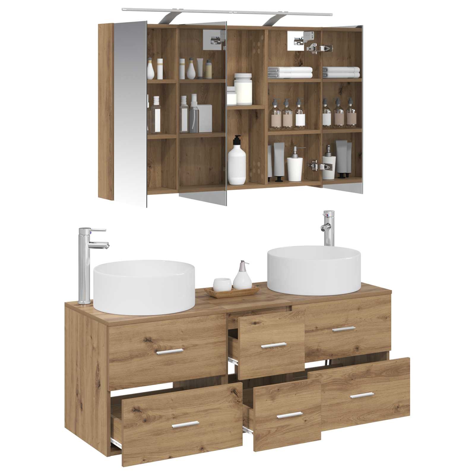 vidaXL Zestaw mebli łazienkowych 4 pcs Dąb artisan