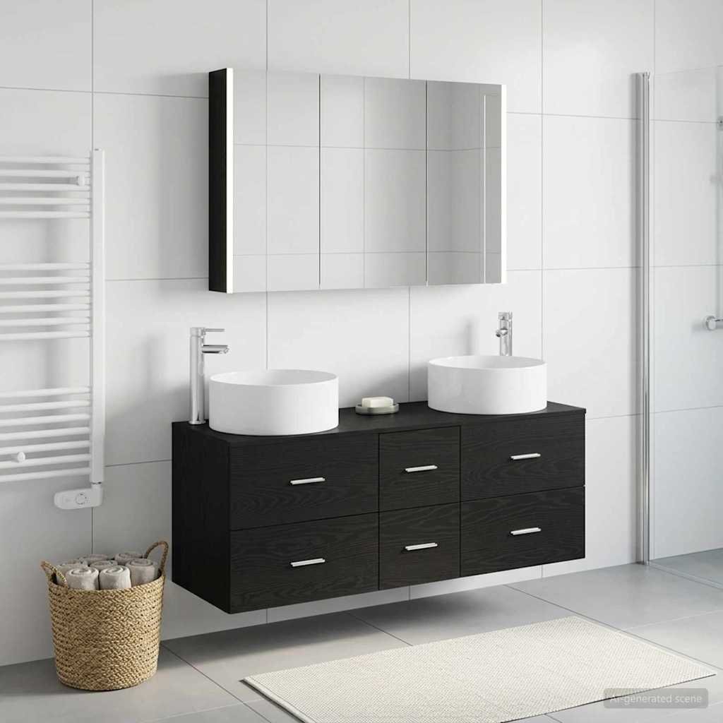 vidaXL Zestaw mebli łazienkowych 4 pcs Czarny dąb