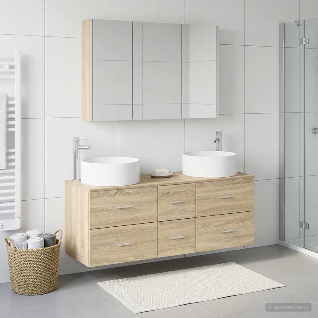 vidaXL Zestaw mebli łazienkowych 4 pcs dąb Sonoma