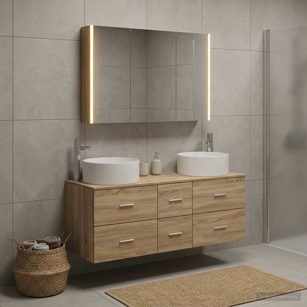 vidaXL Zestaw mebli łazienkowych 4 pcs dąb Sonoma