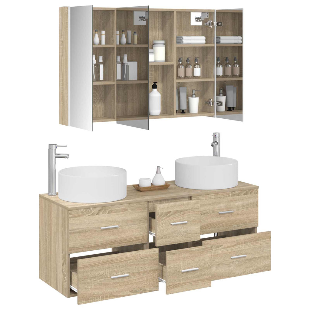 vidaXL Zestaw mebli łazienkowych 4 pcs dąb Sonoma