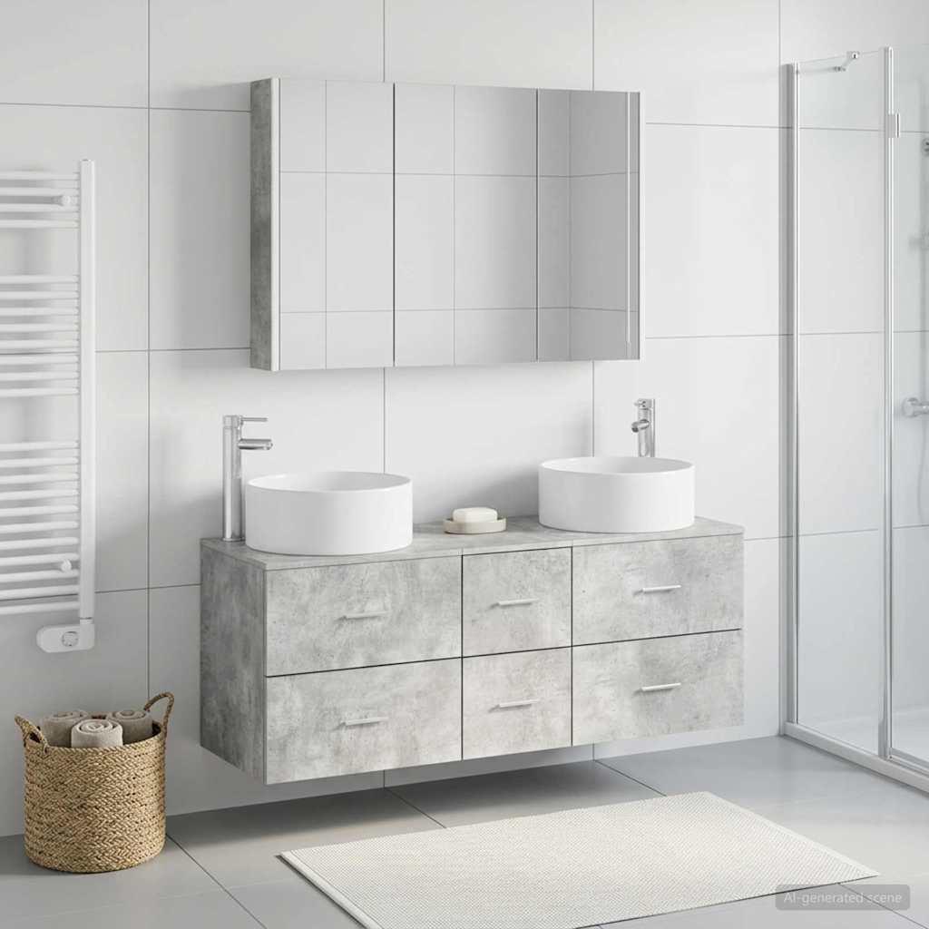 vidaXL Zestaw mebli łazienkowych 4 pcs Betonowy szary