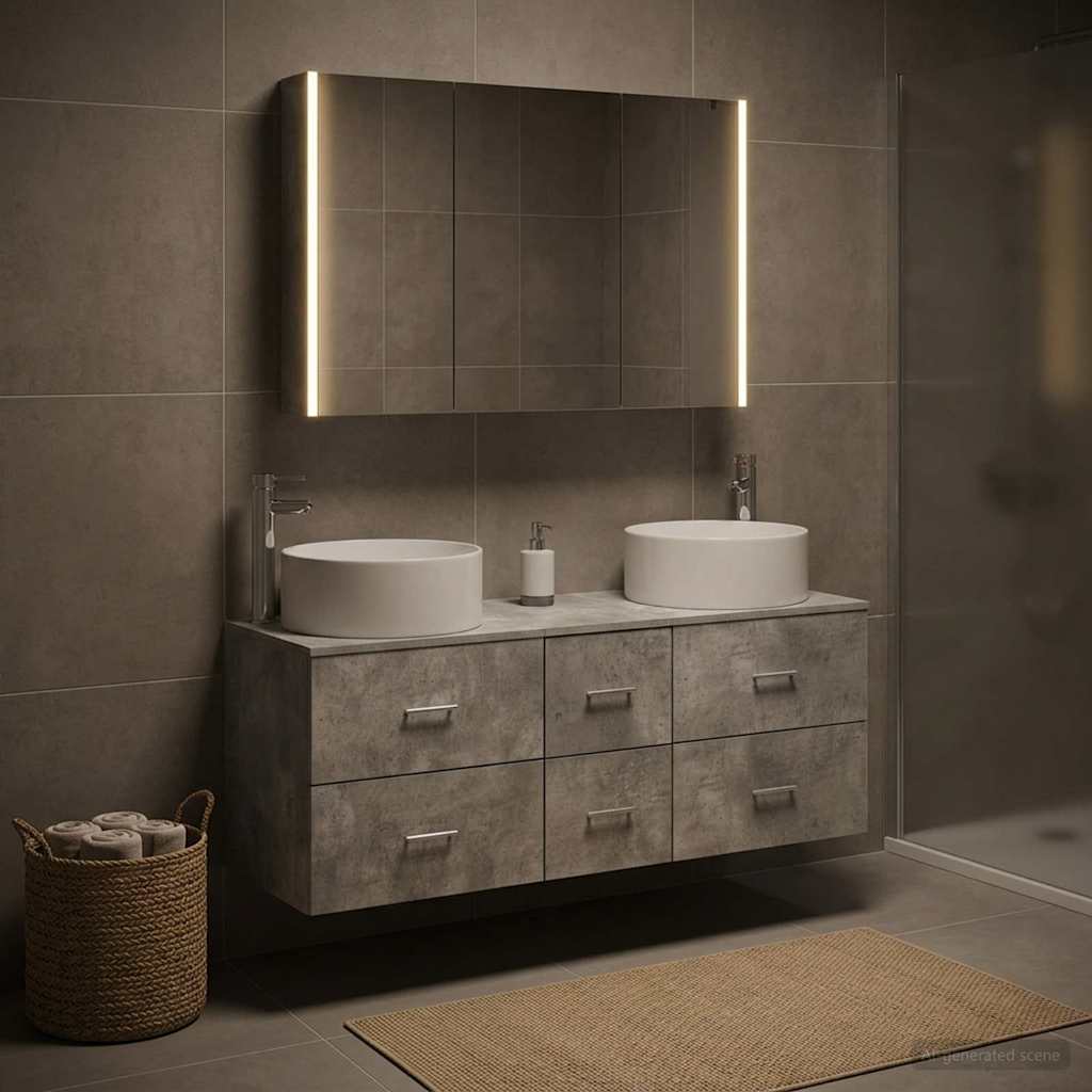 vidaXL Zestaw mebli łazienkowych 4 pcs Betonowy szary