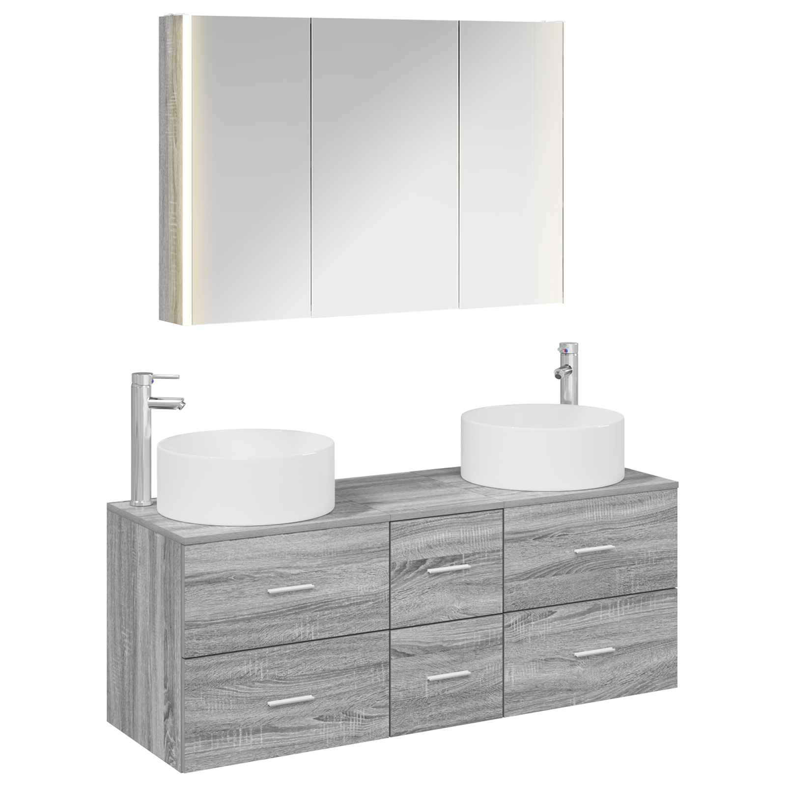 vidaXL Zestaw mebli łazienkowych 4 pcs Szary Sonoma