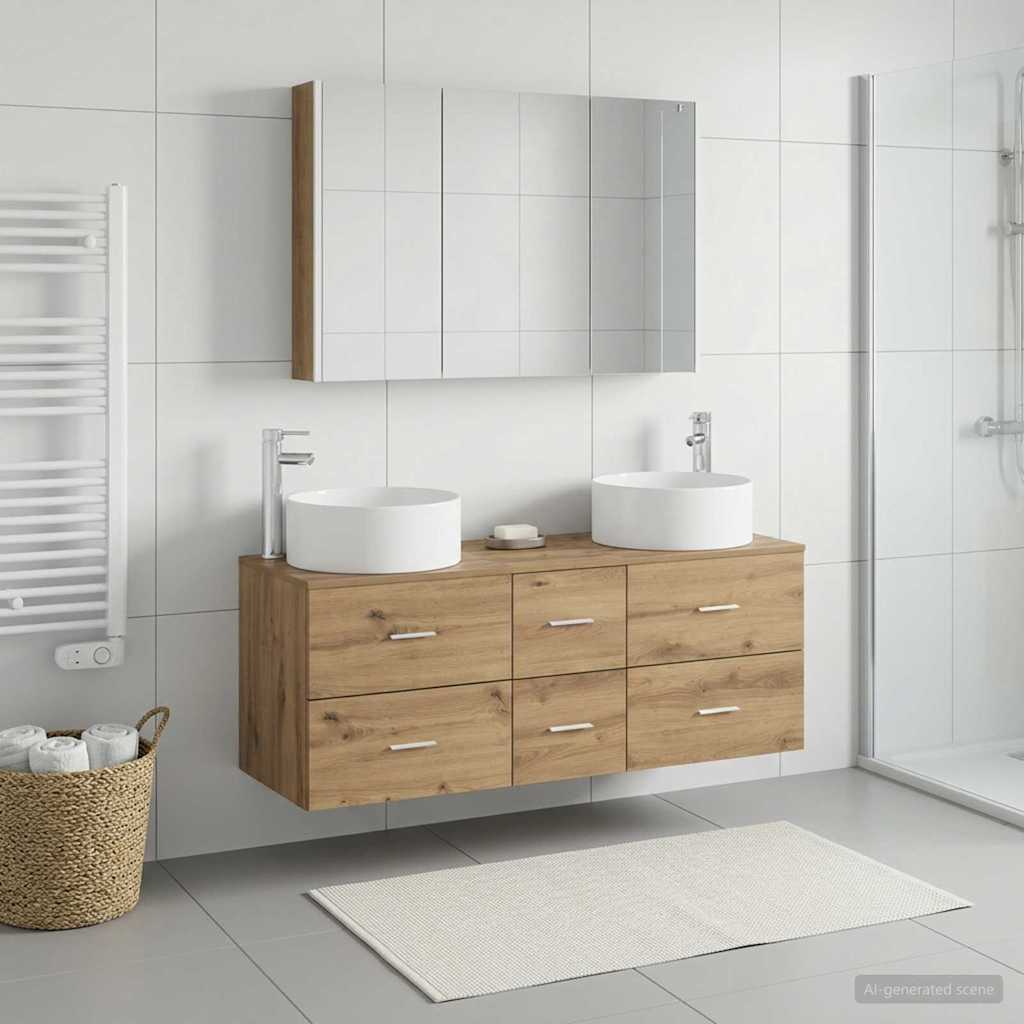 vidaXL Zestaw mebli łazienkowych 4 pcs Dąb artisan