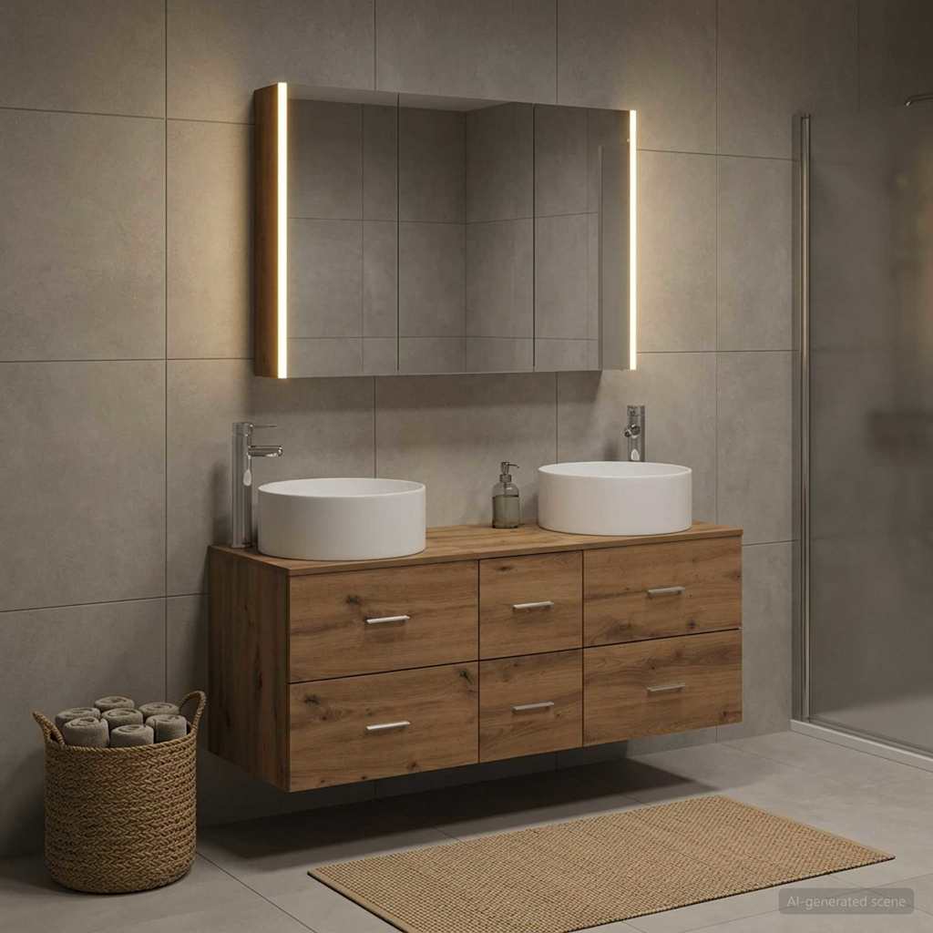 vidaXL Zestaw mebli łazienkowych 4 pcs Dąb artisan
