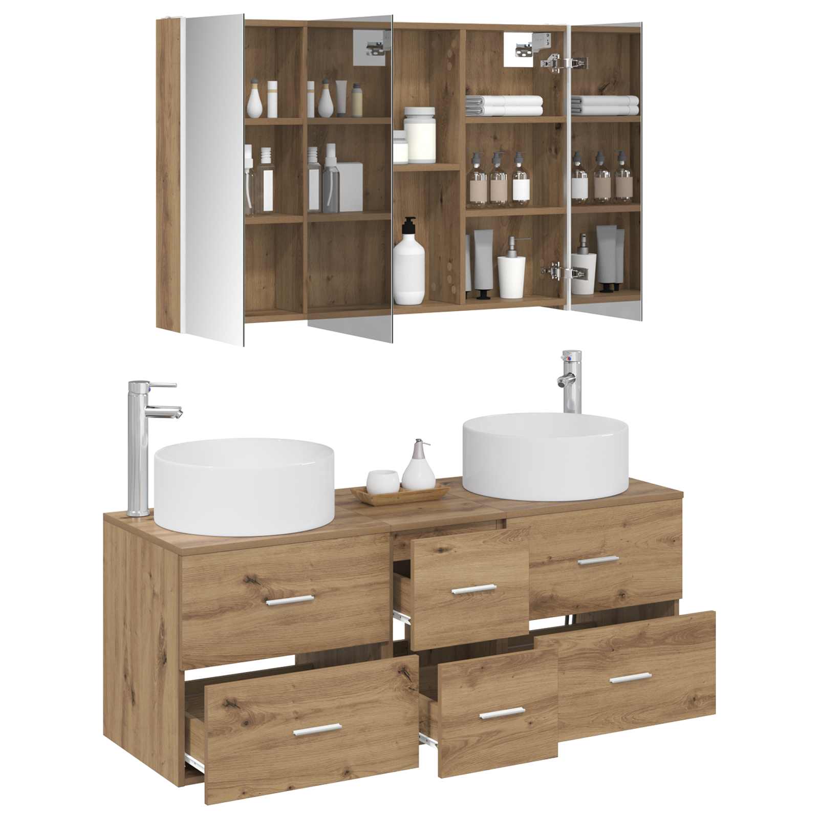 vidaXL Zestaw mebli łazienkowych 4 pcs Dąb artisan