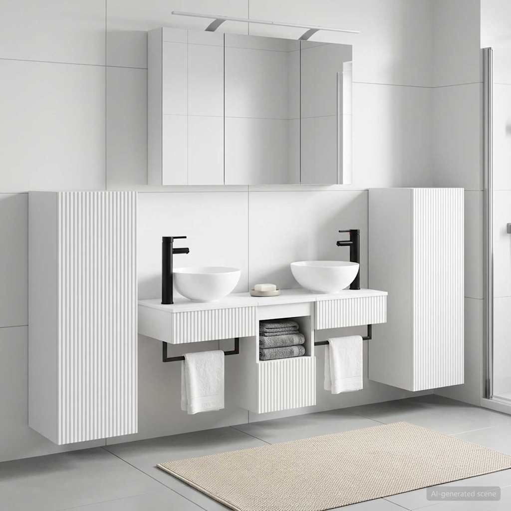vidaXL Zestaw mebli łazienkowych Montowane na ścianie 6 pcs Biały