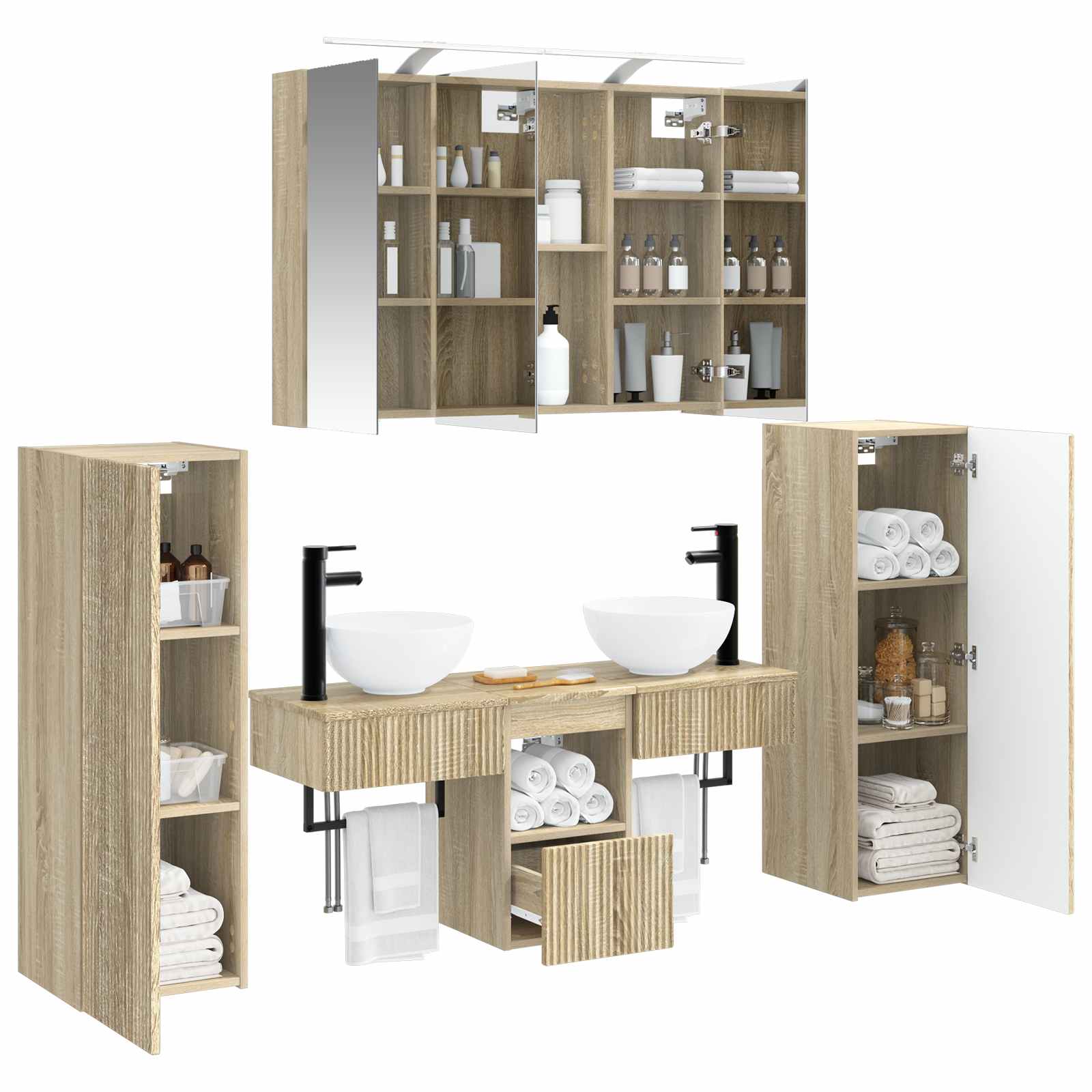 vidaXL Zestaw mebli łazienkowych 6 pcs dąb Sonoma