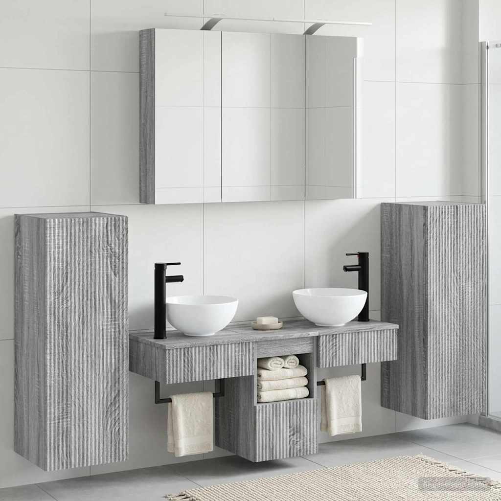 vidaXL Zestaw mebli łazienkowych 6 pcs Szary Sonoma