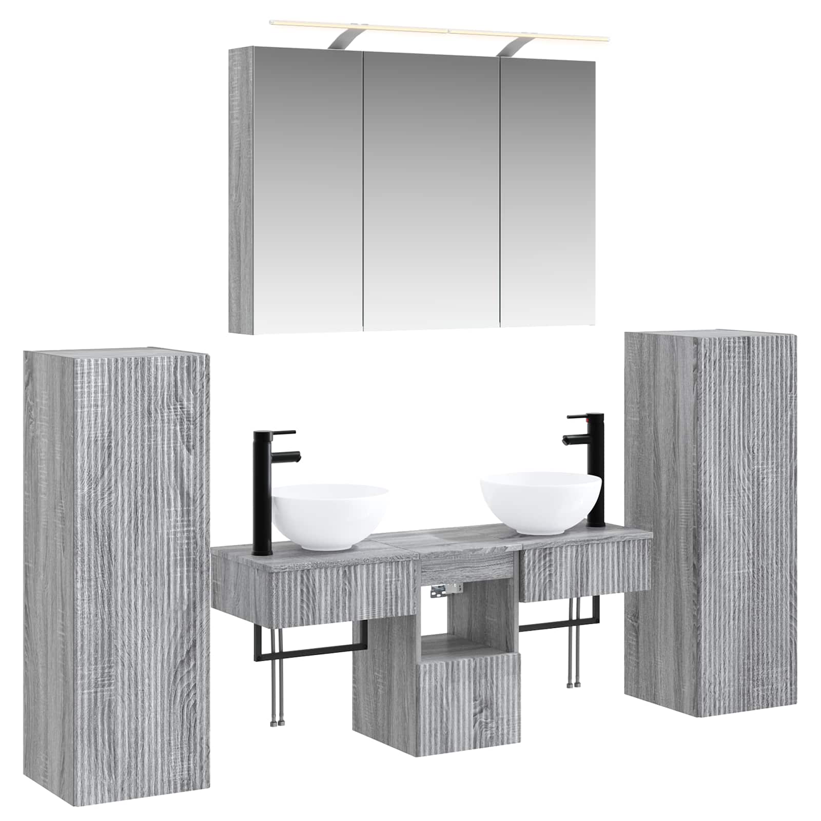 vidaXL Zestaw mebli łazienkowych 6 pcs Szary Sonoma