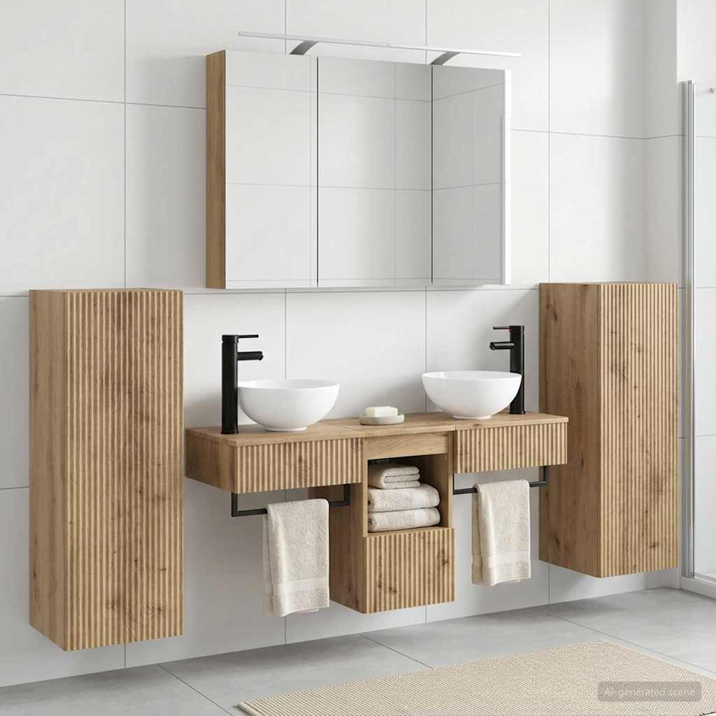 vidaXL Zestaw mebli łazienkowych 6 pcs Dąb artisan