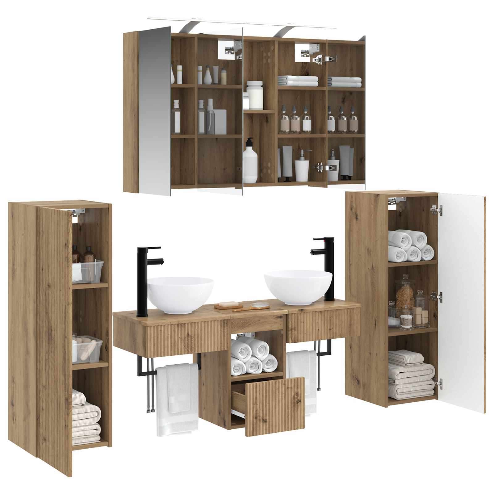 vidaXL Zestaw mebli łazienkowych 6 pcs Dąb artisan