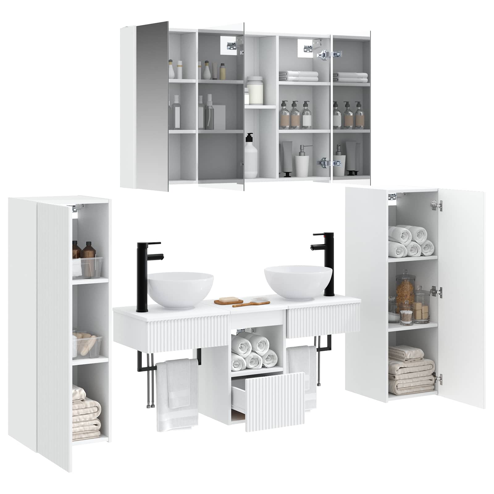 vidaXL Zestaw mebli łazienkowych 6 pcs Biały