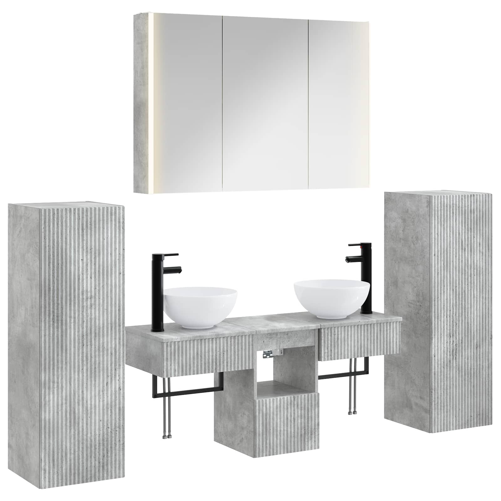 vidaXL Zestaw mebli łazienkowych 6 pcs Betonowy szary