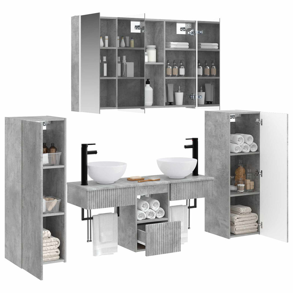vidaXL Zestaw mebli łazienkowych 6 pcs Betonowy szary