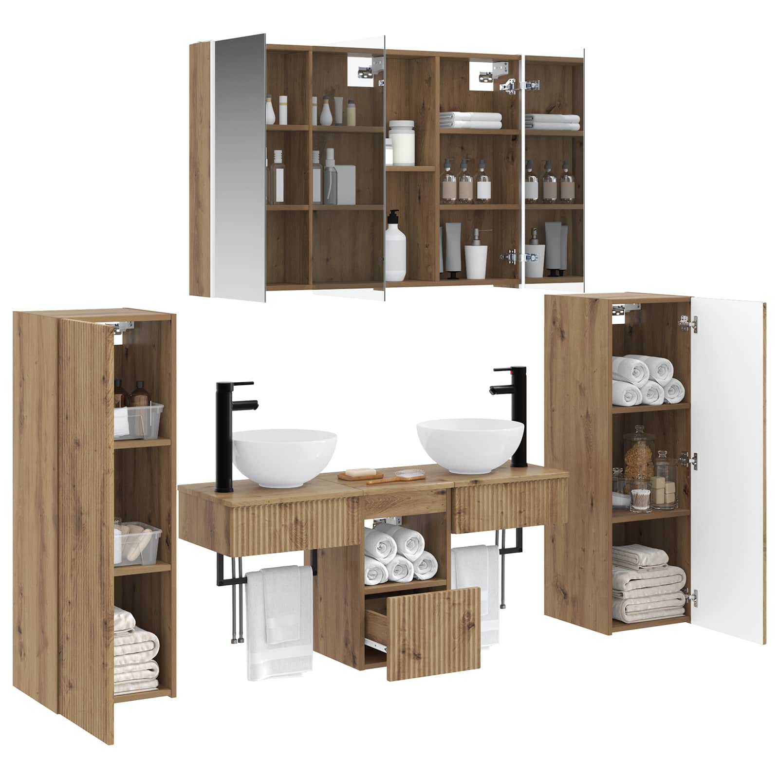 vidaXL Zestaw mebli łazienkowych 6 pcs Dąb artisan