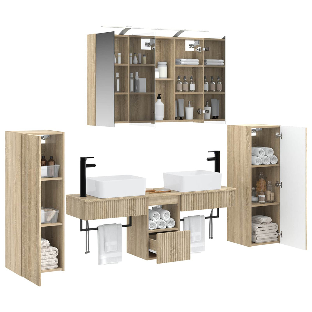 vidaXL Zestaw mebli łazienkowych 6 pcs dąb Sonoma
