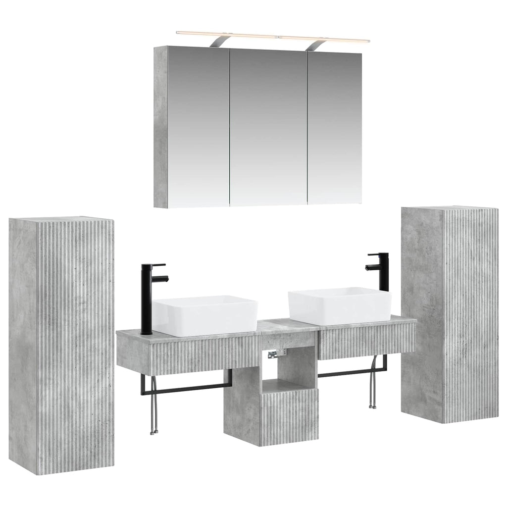 vidaXL Zestaw mebli łazienkowych 6 pcs Betonowy szary