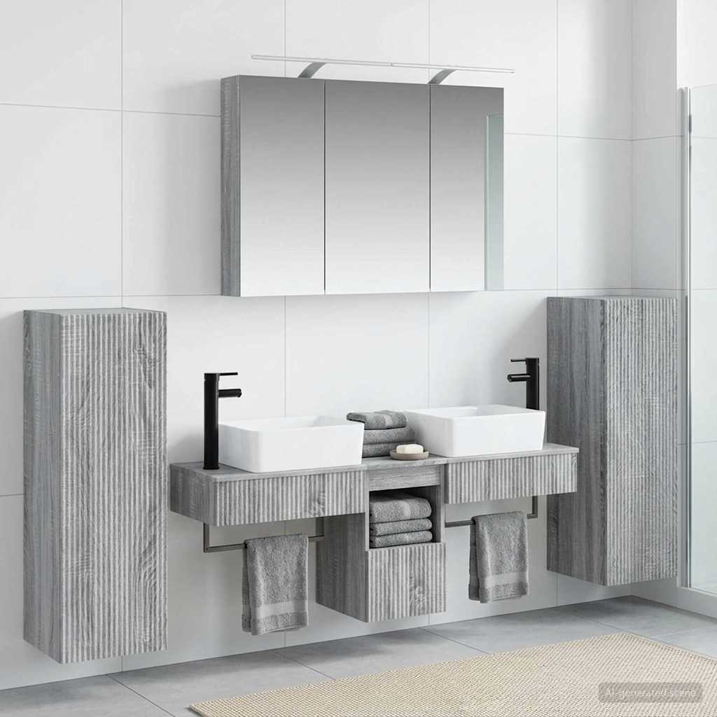 vidaXL Zestaw mebli łazienkowych 6 pcs Szary Sonoma